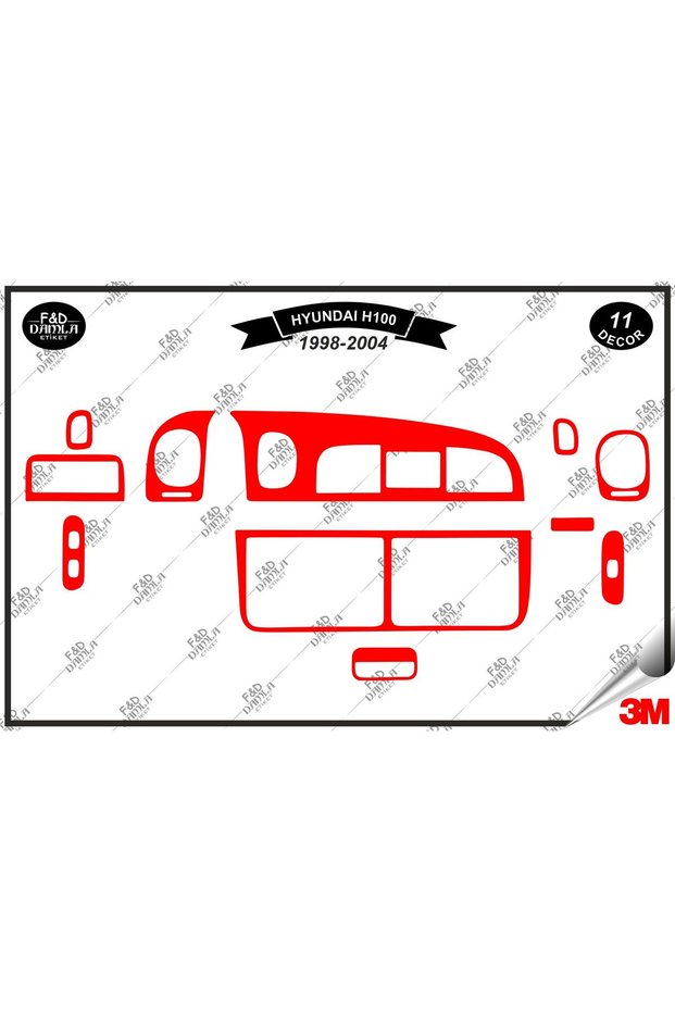 For 1998-2004 Hyundai H 100 Glove Box Console Chest Mahogany Cover Set - 11 Pieces Red