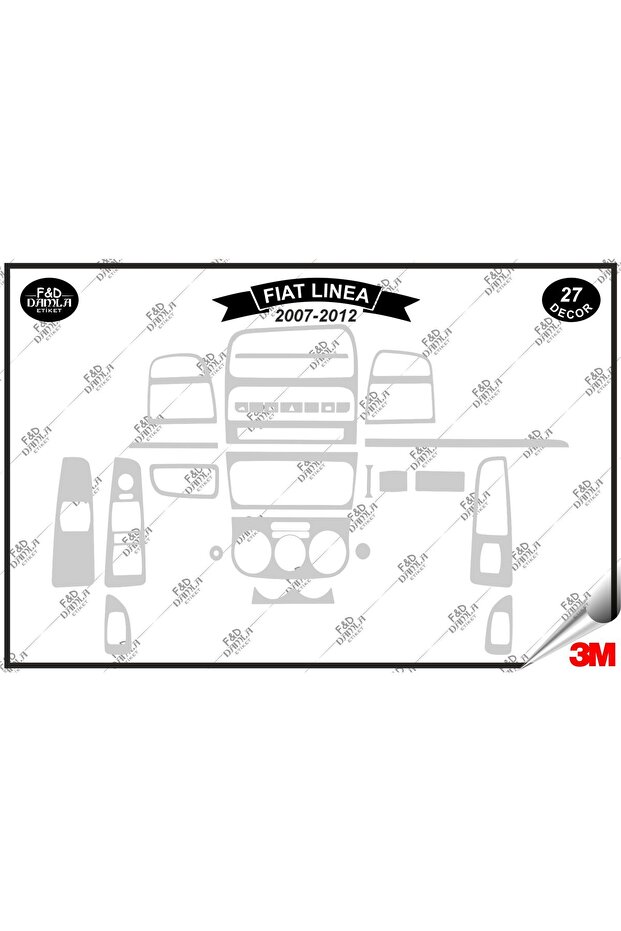For Fiat Linea 2007-2012 Glove Box Console Trim Chest Mahogany Finish Set 27 Pieces Silver