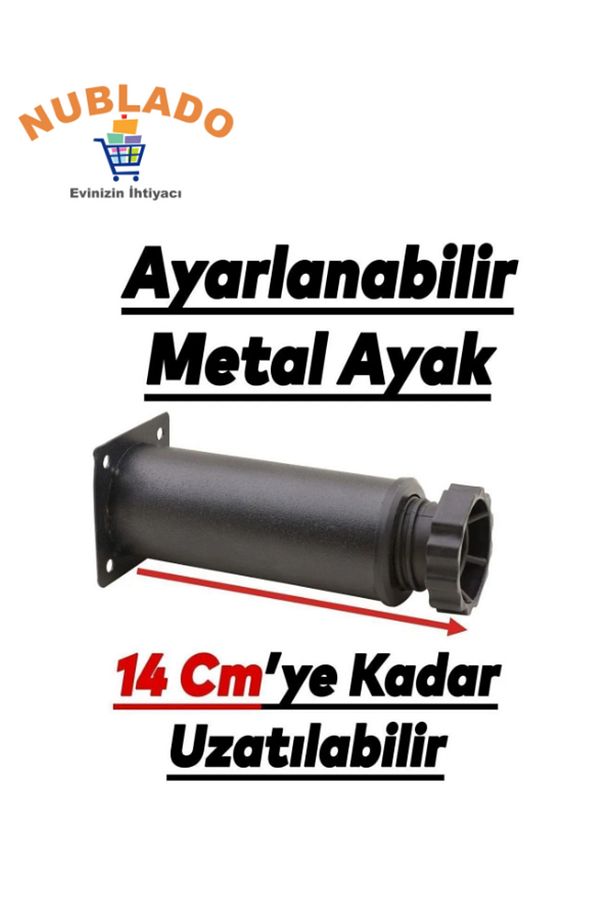 Metal Ayakları 12 Cm Ayarlanabilir Mobilya Kanepe Koltuk Baza Yükseltme Yükseltici Ayağı Siyah. - 3