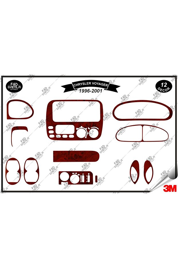 Chrysler Voyager 1996-2001 Torpedo Cantilever Chest Mahogany Cover Set - 12 Pieces Mahogany