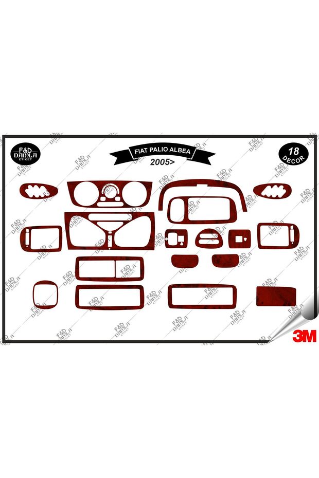 Fiat palio albea torpido console trim chest mahogany veneer set 18 pieces mahogany