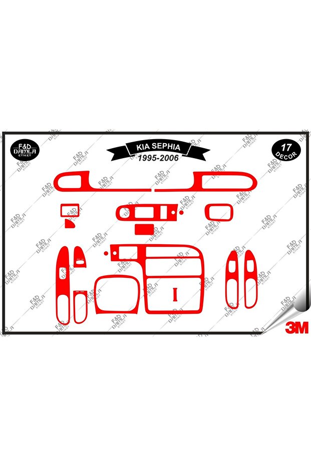 For Kia Sephia 1995-2006 Glove Box Console Trim Chest Mahogany Finish Set 17 Pieces Red