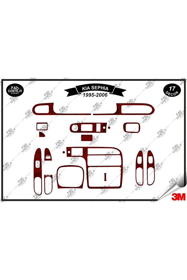 For kia sephia 1995-2006 glove box console trim chest mahogany trim set 17 pieces mahogany