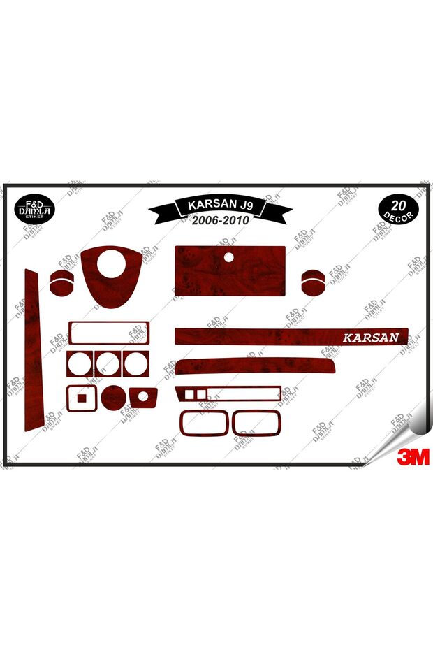 Karsan J9 2006-2010 Torpedo Cantilever - 20 Pieces Chest Mahogany Finish Set