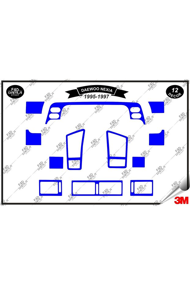 For daewoo nexia 1995-1997 glove box console trim chest mahogany finish set 12 pieces blue