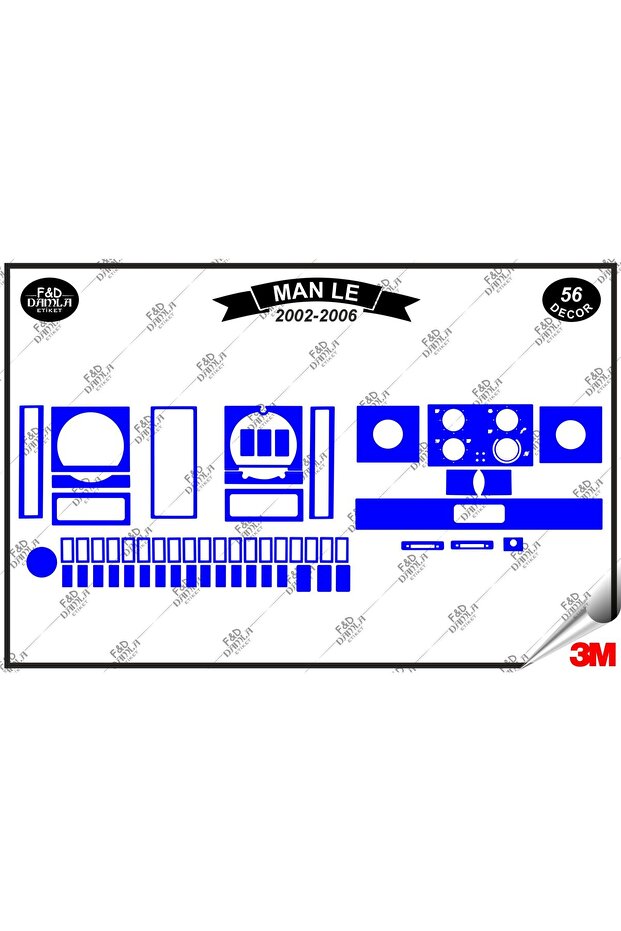 Man le 2002-2006 torpedo console trim chest mahogany finish set of 56 pieces blue