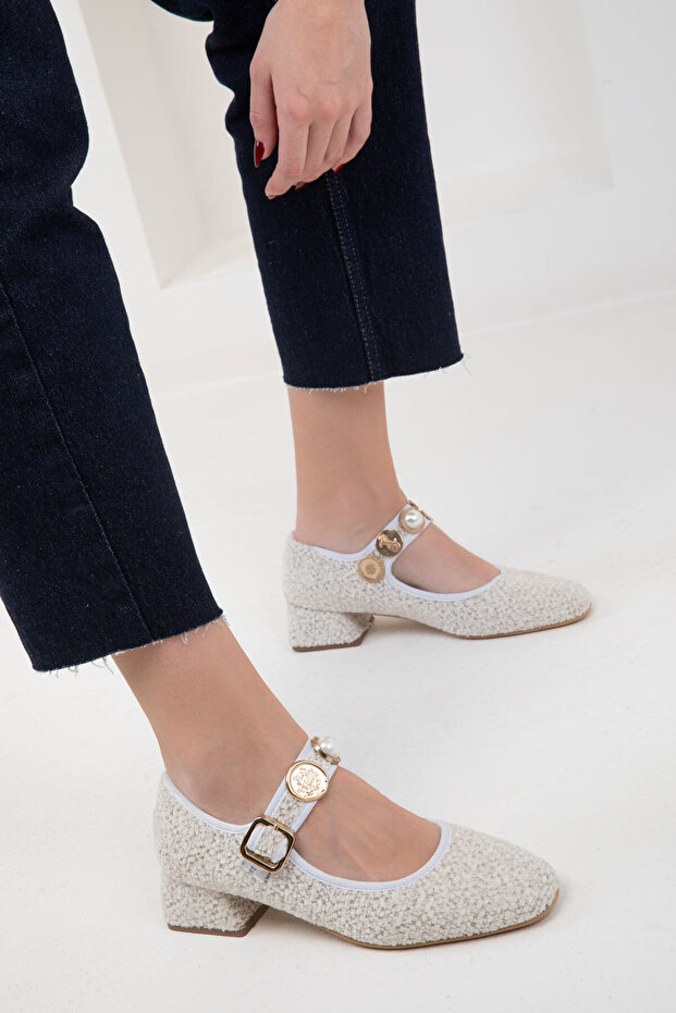 Beige Women's Classic Heeled Shoes 20122