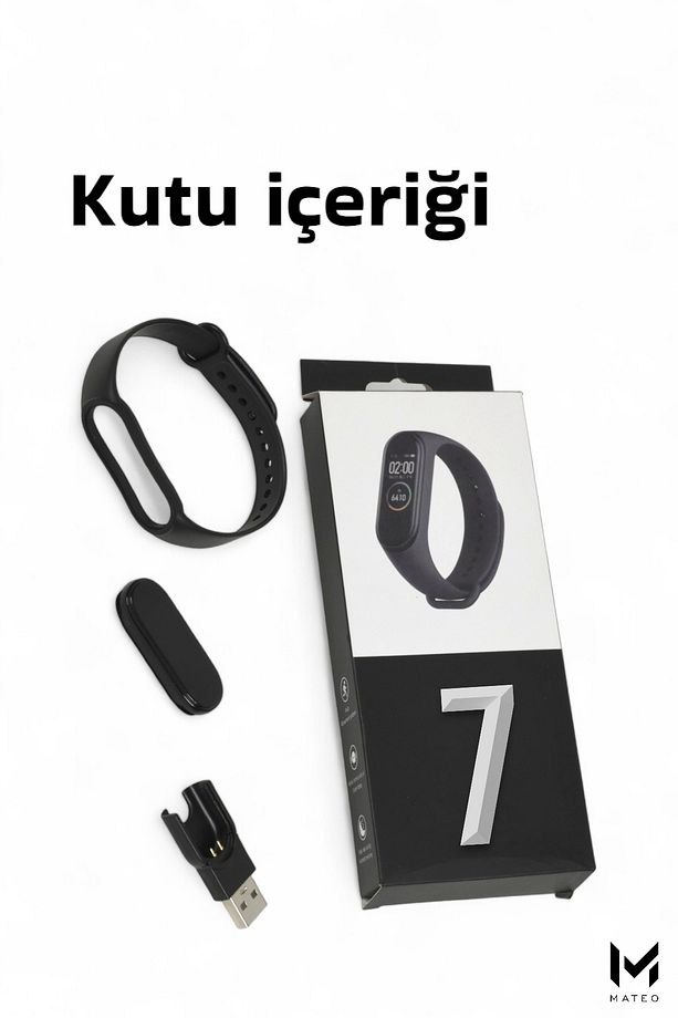M7 Siyah Akıllı Bileklik Renkli iOS & Android Uyumlu Kalp Atış Uyku Takibi Bluetooth Bildirim 2024 - 8