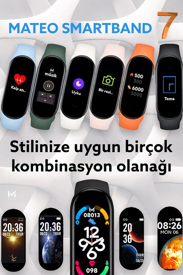 KIRMIZI M7 Akıllı Bileklik | iOS & Android Uyumlu | 2024 Versiyon - 6