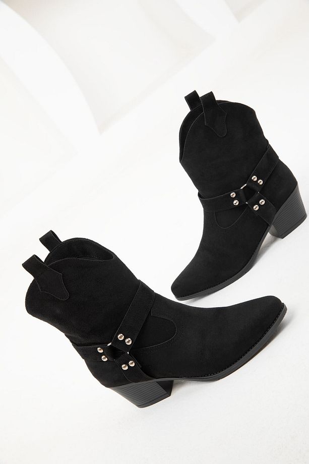 Siyah Süet Kadın Bot & Bootie 20117 - 2