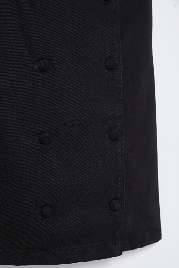 Siyah Düğme Detaylı Kruvaze Mini Denim Elbise TWOSS25EL00009 - 10