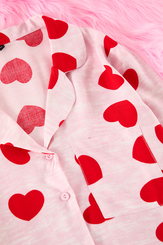 Pembe Kalpli Viskon Dokuma Pijama Takımı THMAW21PT0936 - 3