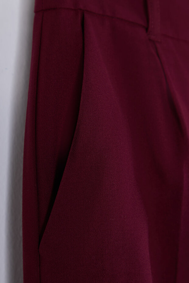 Bordo Pilili Wide Leg/Geniş Paça Dokuma Pantolon TWOAW25PL00113 - 7