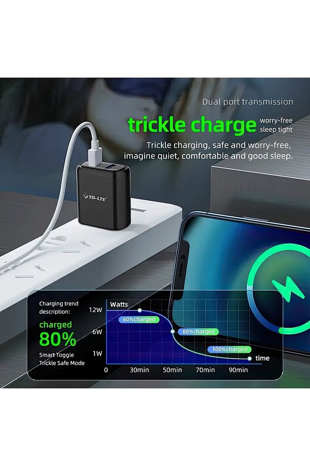 5v 2.4a Çift Usb Çıkışlı Şarj Cihazı 1mt Type-c Kablo. - 6