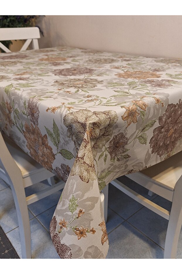 Fiber Pvc Oilcloth - Patterned Erasable Tablecloth (Brown)