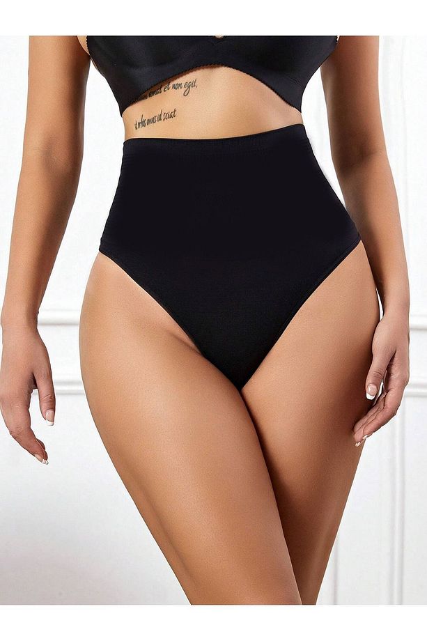 Montela model Yüksek Bel String Külot Göbek Toparlayan Model Siyah Renk - 5