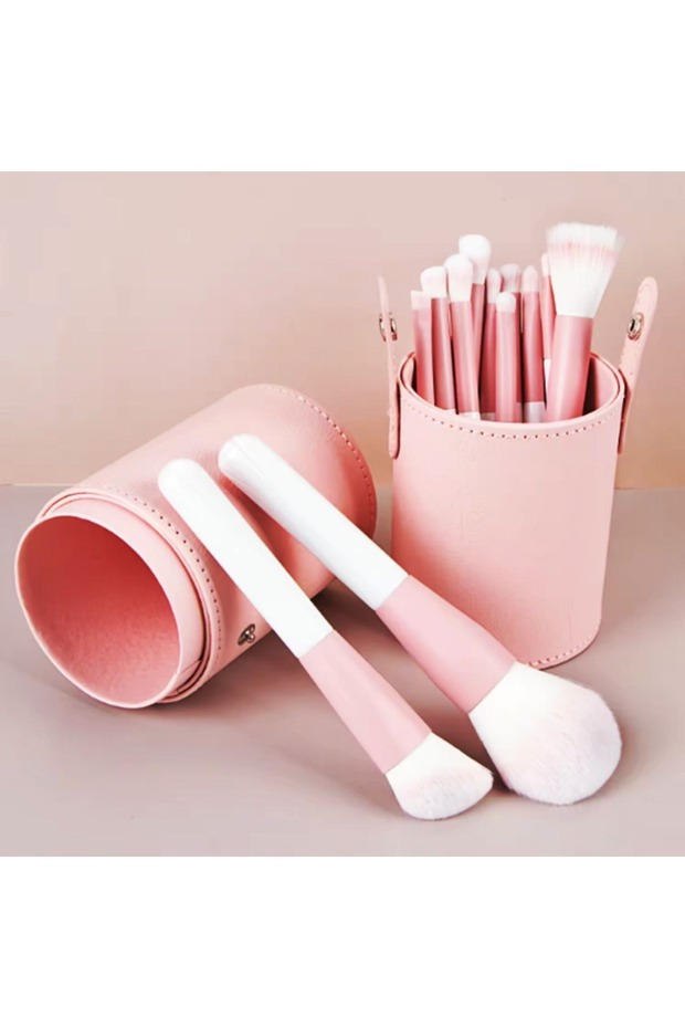 12-Piece Soft Head Makeup Brush Set in Special Design Box (Powder Pink) C012