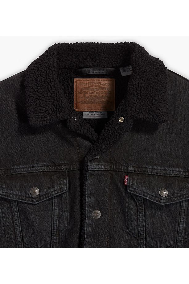 Erkek Siyah Relaxed Fıt Sherpa Trucker Ceket A5784-0005 - 5