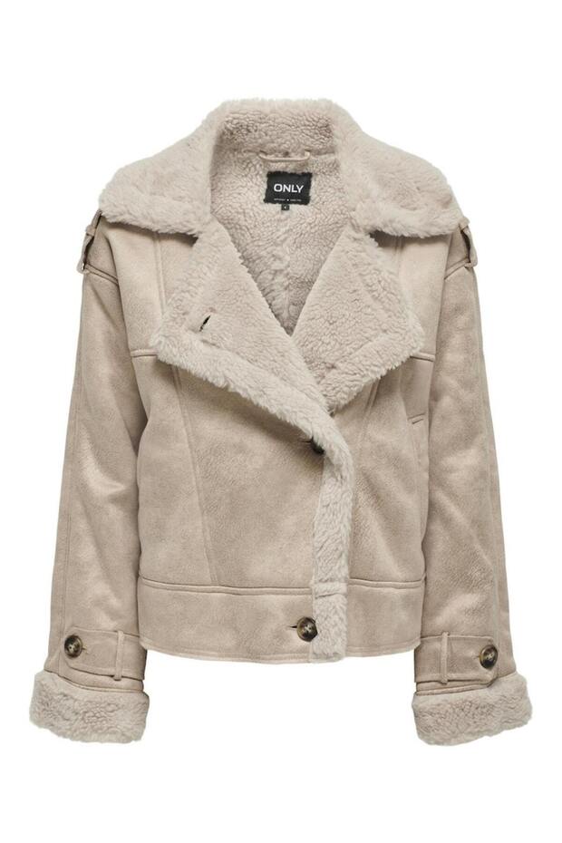 Women's Fur Faux Suede Jacket - 15293012