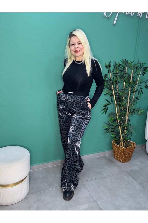 Antrasit Leoapar Desenli Pantalon - 1