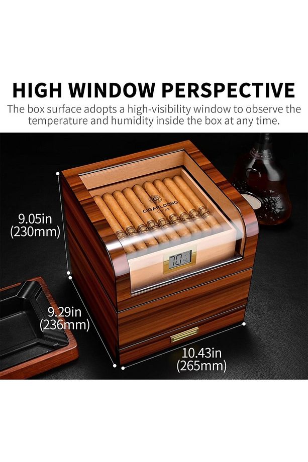 Puro Nemlendiricisi, 100 Puro İçin Sedir Ağacı Çekmeceli Humidor - 5