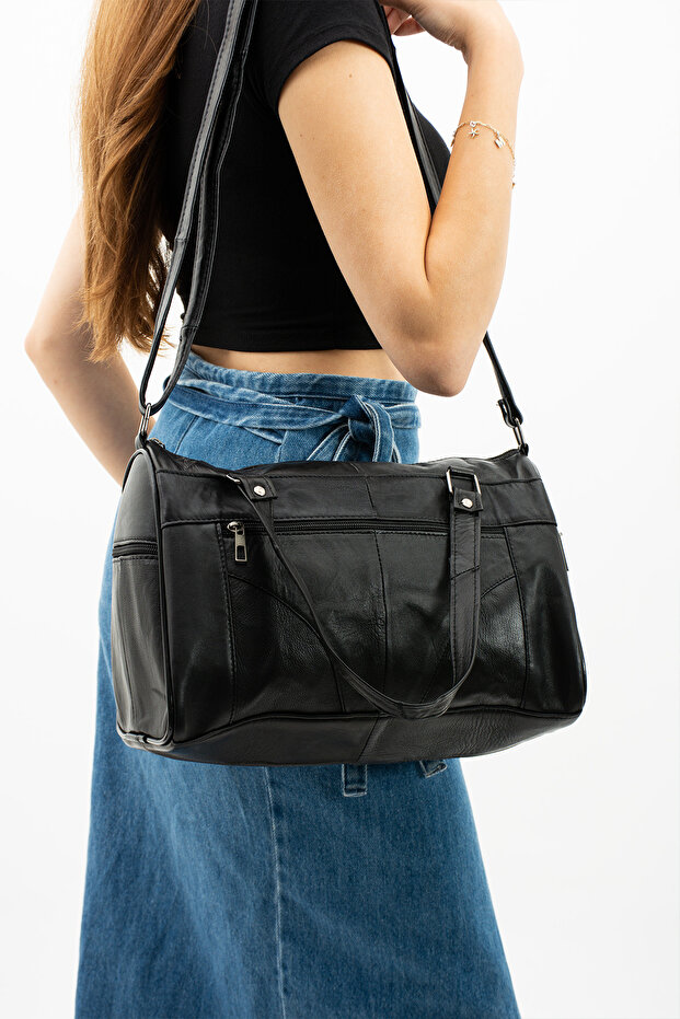Genuine Leather Multi-Compartment Luxury Women's Hand Cross and Shoulder Bag
