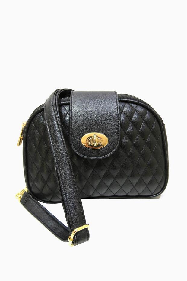 Women's Crossbody Bag, Black, Quilted.