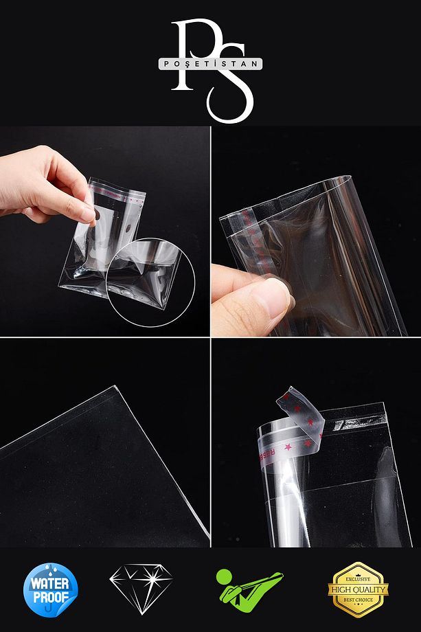 Bantlı Yapışkanlı Şeffaf Opp Jelatin Poşet 13x15 Cm 100 Adet - 5