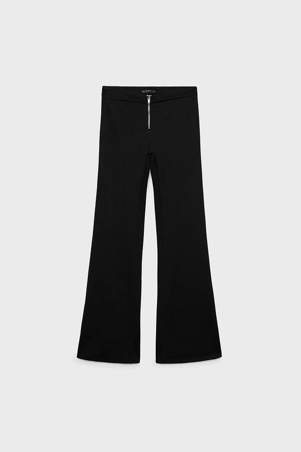 Fermuarlı İspanyol paça pantolon - 5