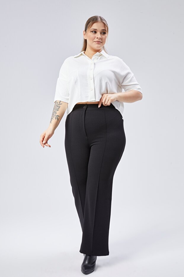 magas derekú bő lábcipzáras molett női nadrág - 1