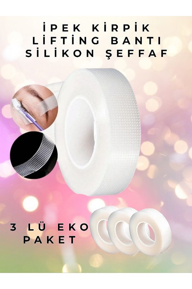 İPEK KİRPİK SİLİKON ŞEFFAF BANT - 3 LÜ EKO PAKET - 1