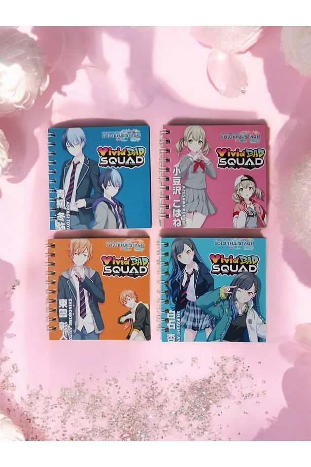 4 ADET Hatsune Miku Colorful PjSekai Project Sekai 8x8cm Mini Anime Spiralli Not Defteri - 2