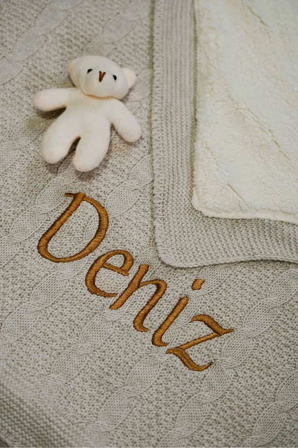 Welsoft Bebek Battaniyesi Bej Içi Peluş Yenidoğan Battaniye Istediğiniz Ismi Nakışla Yazıyoruz - 7
