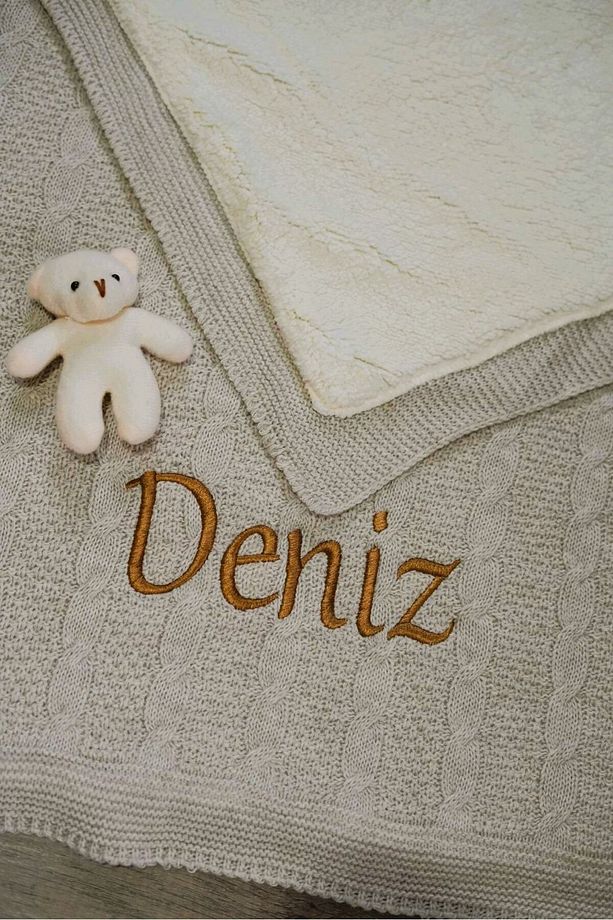 Welsoft Bebek Battaniyesi Bej Içi Peluş Yenidoğan Battaniye Istediğiniz Ismi Nakışla Yazıyoruz - 6