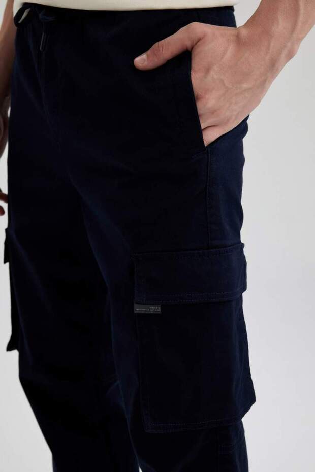 Regular Jogger Kargo Cepli Pantolon Lacivert - 8