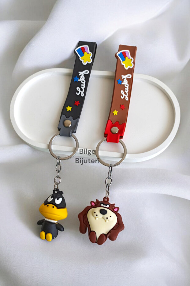 Tweety Sylvester Couple Keyring 3D Silicone Friend Keyring Bugs Bunny Tasmanian Dorlock Homes