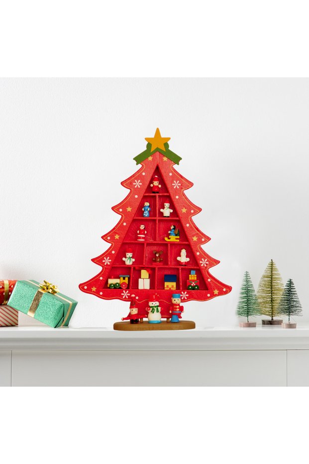 Christmas Red Pine Tree - 29 cm Wood