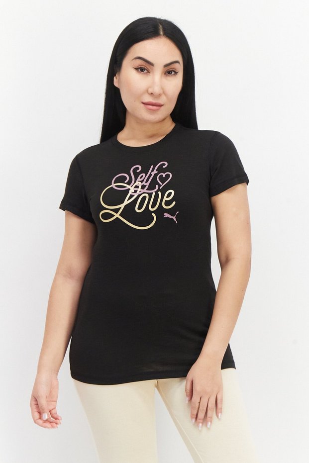 Women Sportswear Fit Graphic Print T-shirt, Black