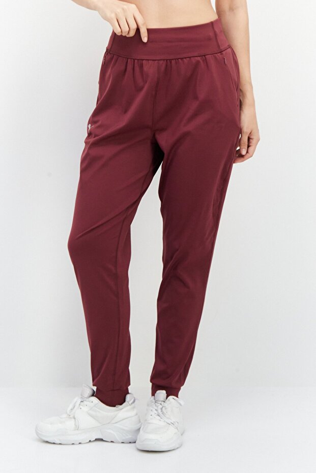 Women Sportswear Fit Brand Logo Training Jogger Pants, Maroon