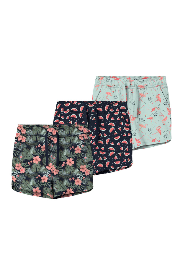 مجموعة من 3 شورتات مطبوعة بالكامل - متعددة الألوان - 1
