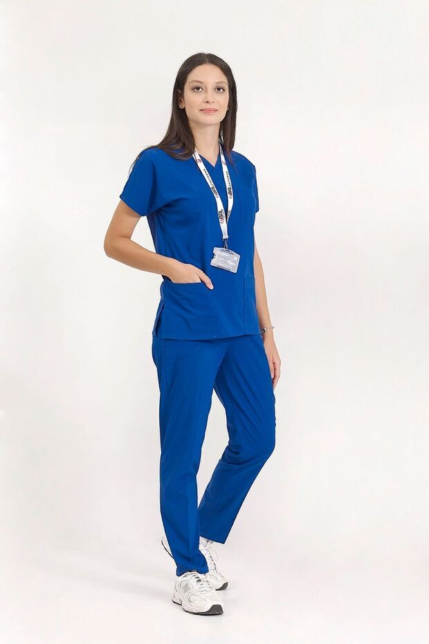 Night Blue Stretch Fabric Doctor and Nurse Uniform Unisex Surgical Set | Brl Scruble