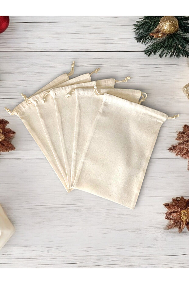 5 Pieces Raw Cloth Pouch | Drawstring Cloth Bag | 14X22Cm