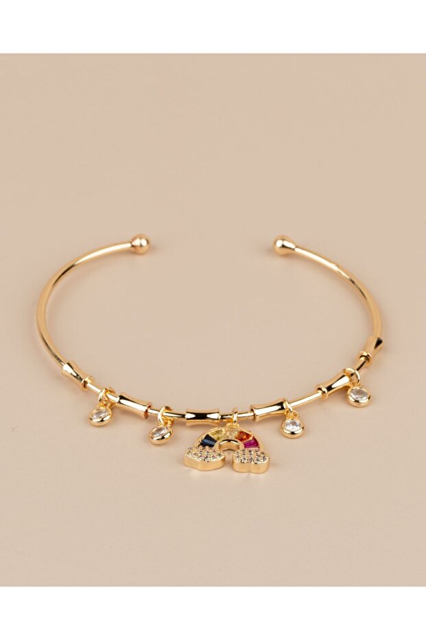 Adjustable Charm Handcuff Bracelet with Rainbow Detail