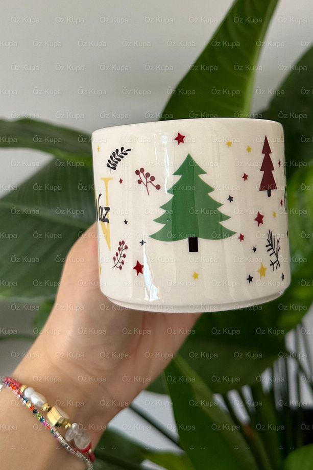 Kişiye Özel Isme Özel Yılbaşı Temalı Happy New Year Design T Kupa Bardak Latte Fincanı - 3