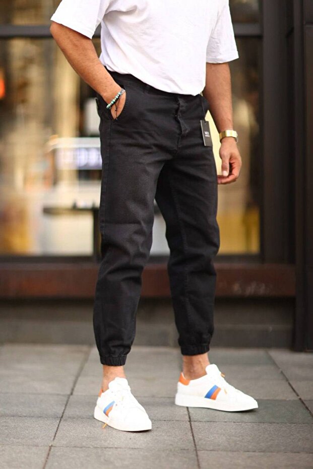 Erkek Paça Lastikli Yüksek Bel Regular Fit Kot Pantolon - 2