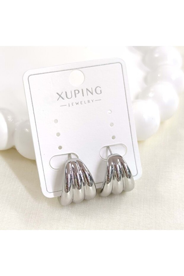 XUPING 1.30 سم أقراط أظافر مسطحة بثلاثة مظهر أبيض
