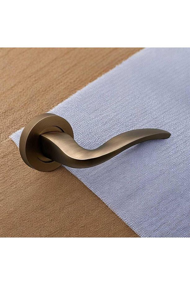 Trim Mat Antik Sarı Yuvarlak Rozetli Oda Kapı Kolu 1 Takım - 3