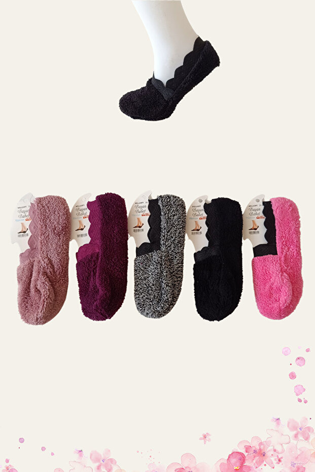 Winter Plush Colorful Booties Socks 5 Pairs