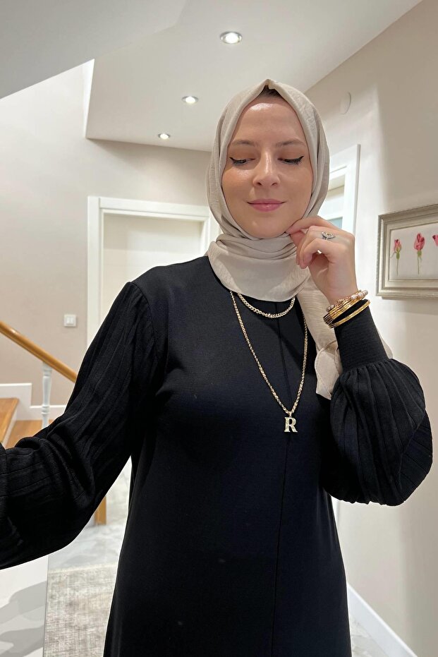 Ecem Siyah Triko Elbise - 8