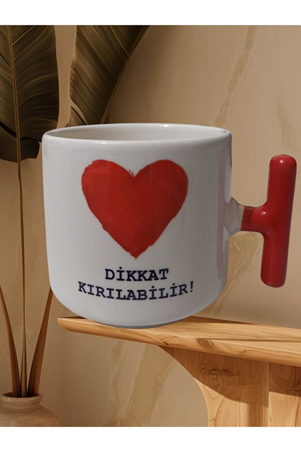 Caution Breakable Double-Sided Writing Mug (Red t) - 2